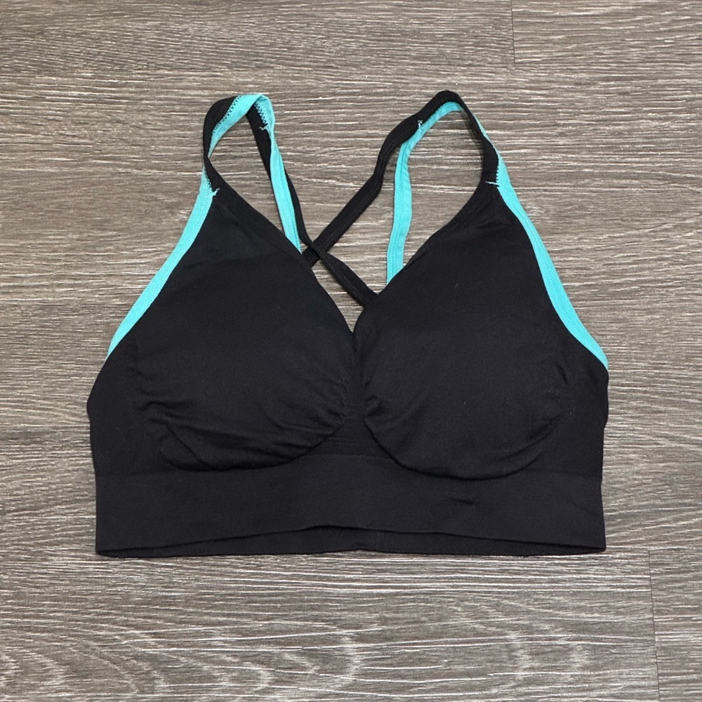 Women's Black and Blue Sports Bra
